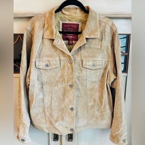EUC VTG. Eddie Bauer Seattle Suede washable leather jacket in tan | Sz XL